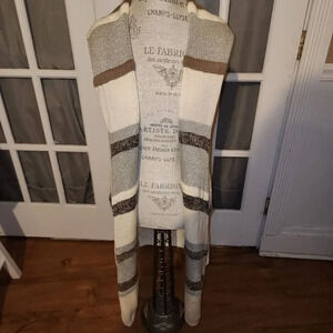 NWT Chico's Womens Neutral Combo Texture Stripe Cali Vest Sleeveless Sweater 1 M